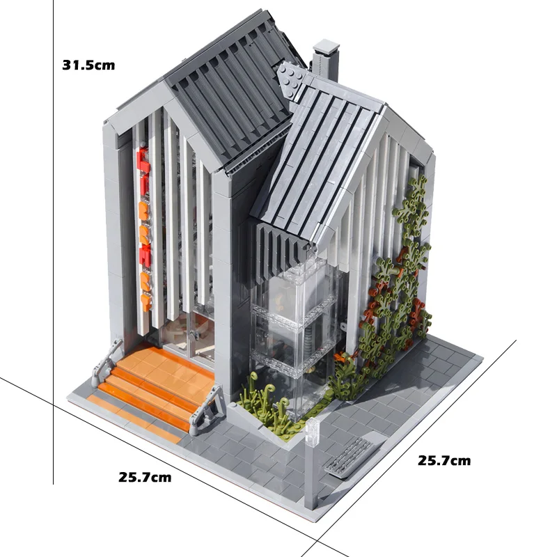 

Modern Technical MOC Street View Series Brick House Library Constructor Building Block Model Creator Toy Designer for Boys Gift