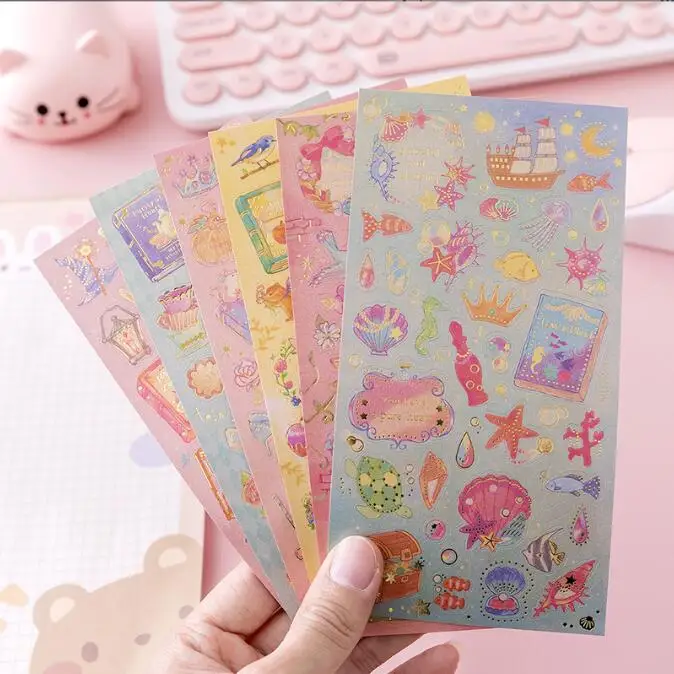 

48 pcs/lot Retro Bronzing Stickers Scrapbooking Cute Fairy Tale Decorative Stationery Sticker DIY Diary Album Stick Label