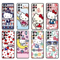 cool anime hellokitty for samsung galaxy s22 s21 s20 ultra plus pro s10 s9 s8 s7 s6 soft silicone black phone case coque fundas