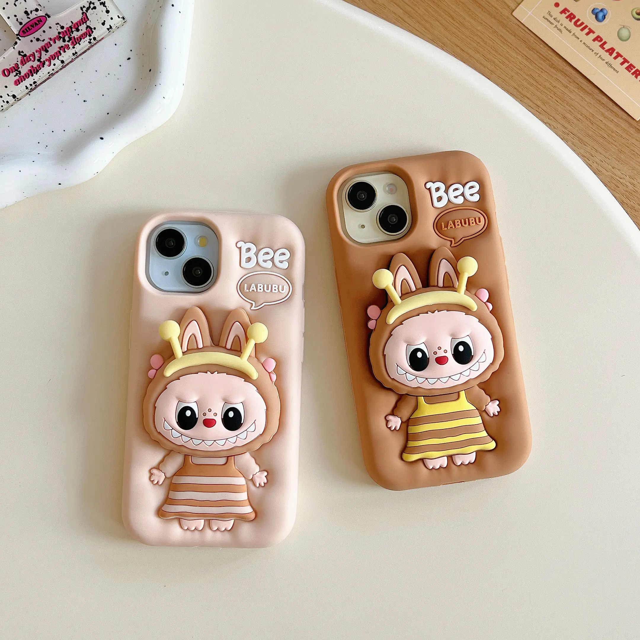 3D милый мультяшный складной чехол-подставка для телефона iPhone 16 15 14 13 12 Pro Max Kawaii Bee