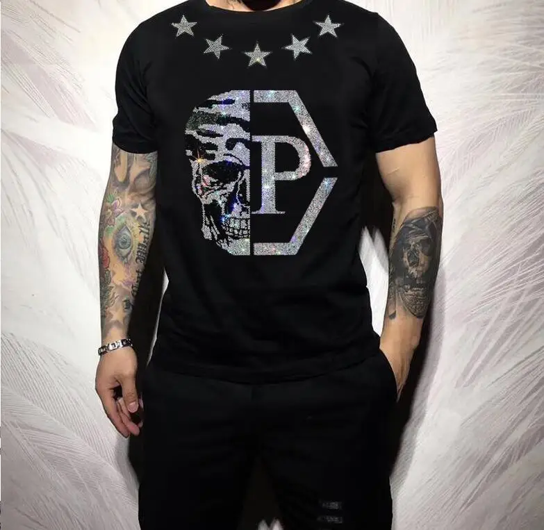 

Rhinestones T-shirt Men tees Summer brand top pullover tees Men designer brand