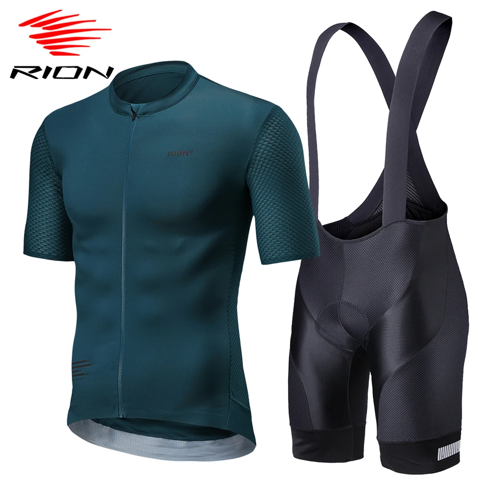 RION Cycling Jersey Kit Summer Men's Cycling Clothing Mtb Bike Shorts Sleeve Maillot Shirts Uniform Quick-Dry Bicycle Bib Shorts