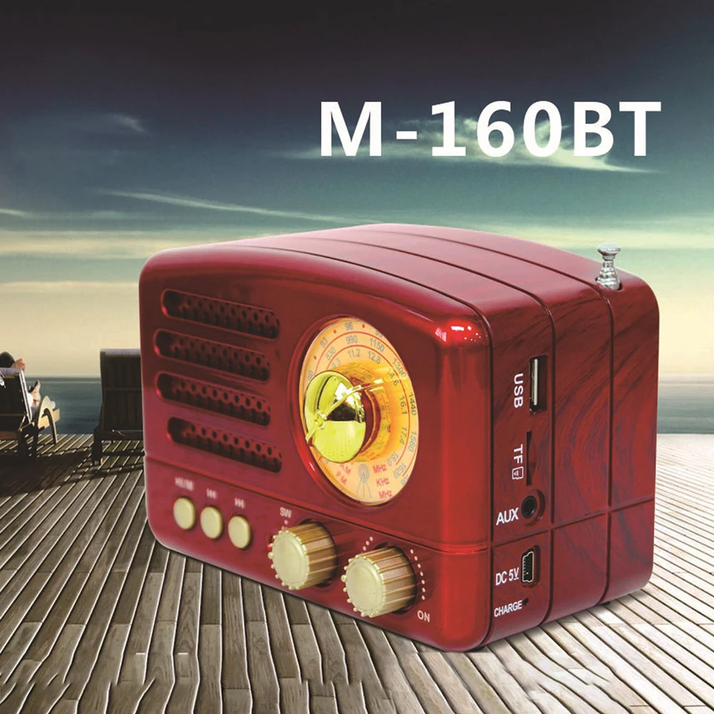 Портативный Bluetooth-радиоприемник FM AM с антенной ручной легкий зарядкой Mini USB