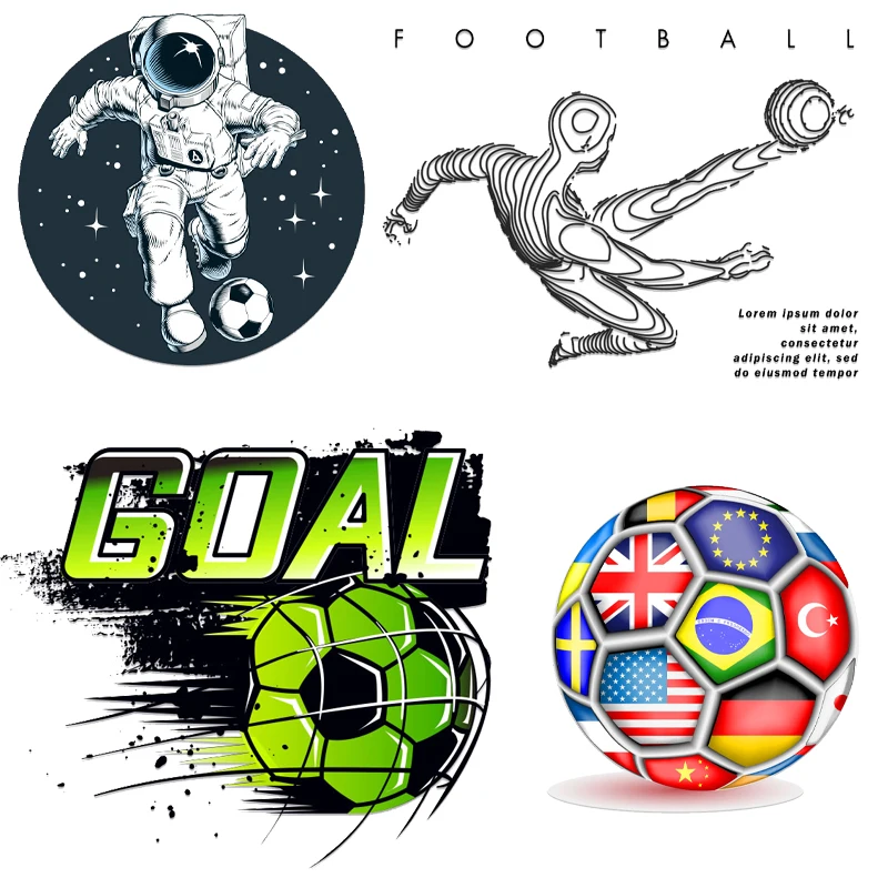 

Cartoon Football Iron-on Transfers Appliques for Clothing Thermal Patches Badges Textile Sticker Fusible Ironing Applications