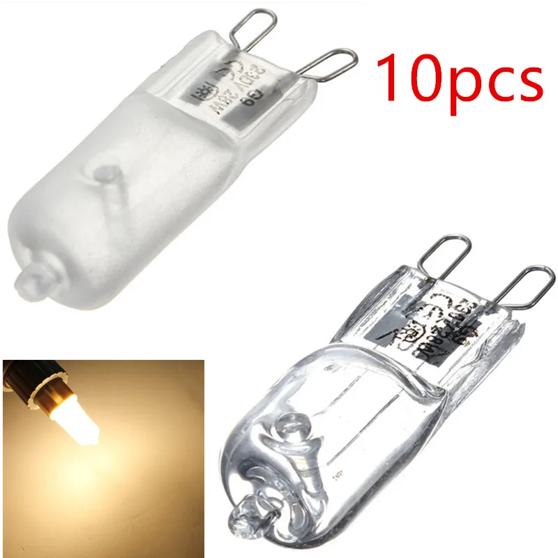 

10pcs/lot Super Brigh tFrosted/Clear G9 Halogen Light Bulb 28W Halogen G9 230V 3000K Warm White Indoor Dropshipping