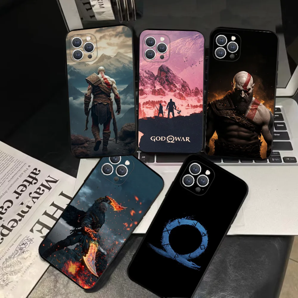 Чехол для телефона Game God Of W-War iPhone 16 15 14 13 12 11 Pro X XS Max XR Plus мягкий черный мини-Чехол
