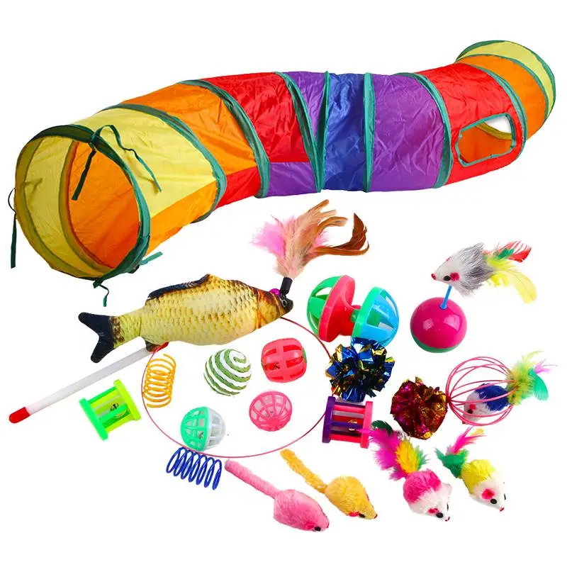 

Kitten Toys Pet Cat Toy Combination Set Cat Toy Funny Cat Stick Mouse Shape Ball Shape Cat Supplies 20Pcs Interactive Toys Pack
