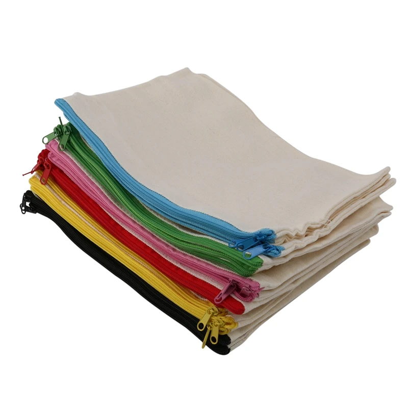 

18Pcs Canvas Makeup Bag Multipurpose Cosmetic Bag Travel Toiletry Pouch Pen Coin Bag Blank DIY Bag With Zipper For Girls