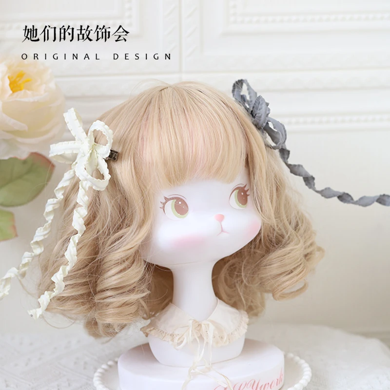 

Original All-match Kink Headpiece Lolita Girl Hair Clip Elegant Playful DIY Bowknot Edge Side Clip Cute Hair Accessories Gift
