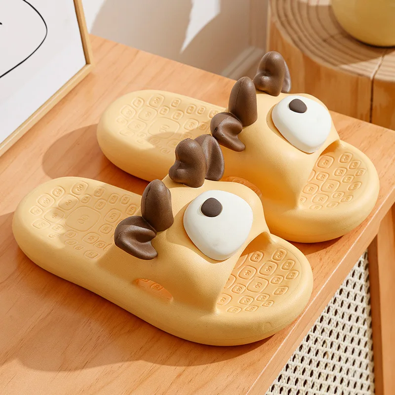 Women Summer Dairy Cattle Slippers Thick Massage Bottom Slides Home Anti-Slip Bathroom EVA Slippers Couples Campus Beach Sandals