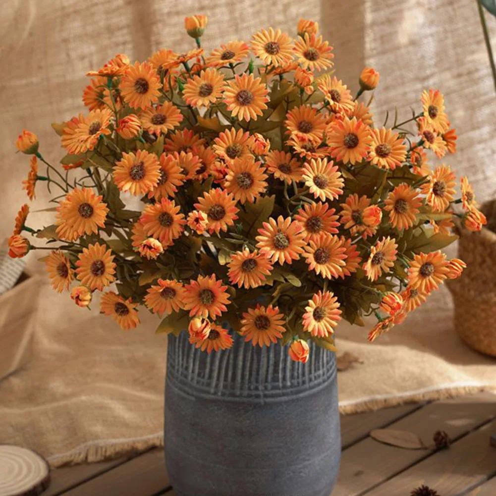 

1 Bunch Artificial Flowers Plants Simulation Bouquet Daisies Realistic For Outdoor Garden Wedding Home Shop Display Decoration