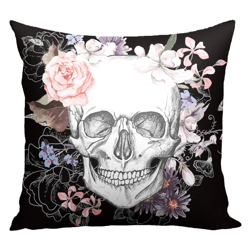 

Bohemian Flower Skull Pillowcase for Pillows Cool Hippie Skull Pillow Case Interior for Home Decor Double Bed Cushions 45x45 cm