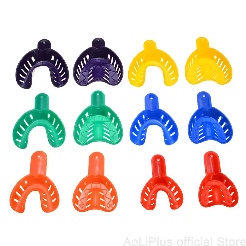 

24Pcs 2Set Dental Colorful Plastic Impression Tray For Adult Kids Children Disposable Teeth Holder Dentist Oral Tools