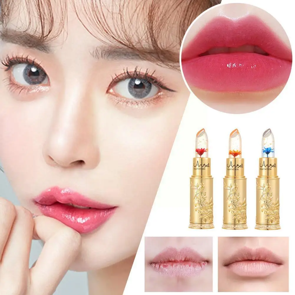 

Flower Jelly Flower Lipstick Color Change Lipstick For Women Makeup Cosmetics Flower Lip Balm Moisturizer Lipsticks Cosmesics