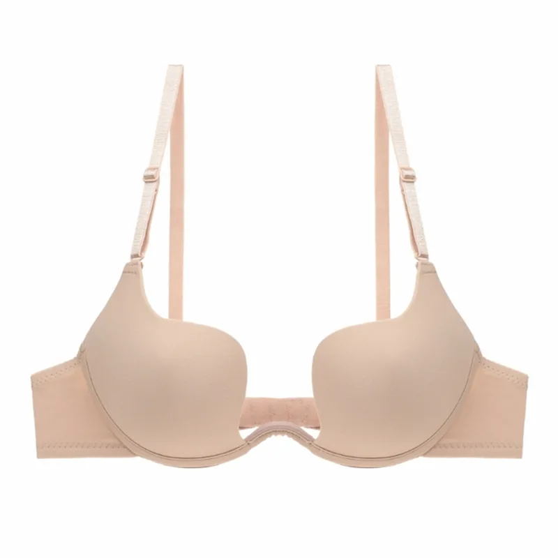 

Fashion Backless Bra Lnvisible Lingerie C D Cup Deep U Sexy Bra U Plunge Half Cup Brassiere Black Women Underwear Push Up Bras