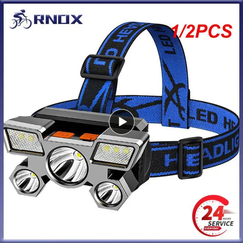 

1/2PCS Induction USB Rechargeable 5LED Headlamp Flashlight Waterproof 4 Modes 350LM Outdoor Headlight Light with Built-in