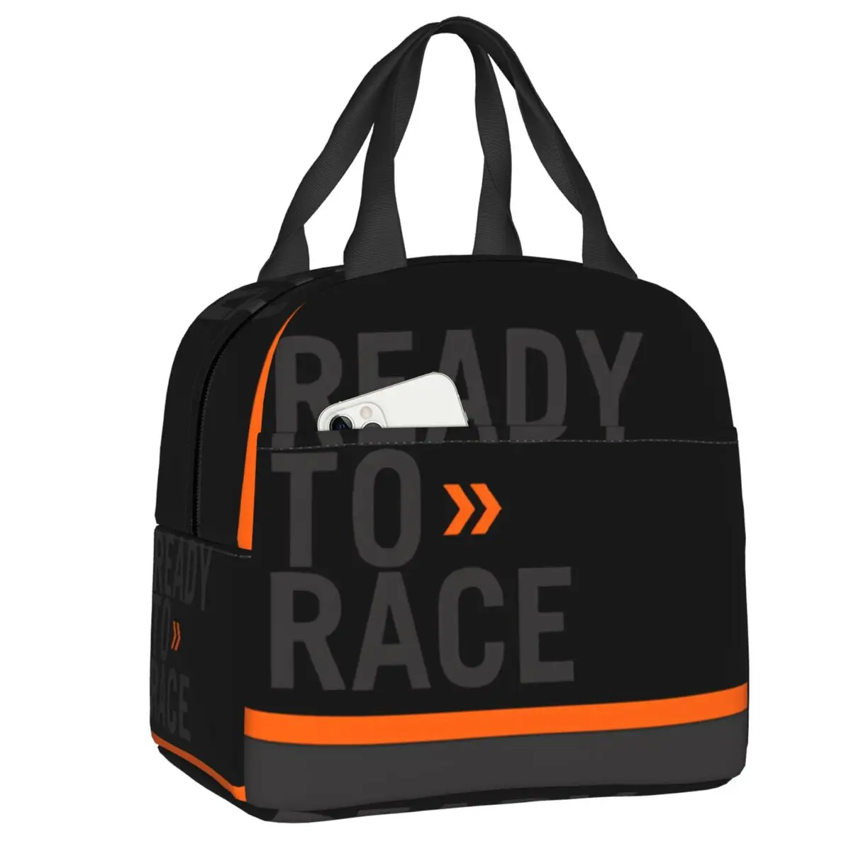 Ready To Race Logo Insulated Lunch Tote Bag Racing Sport Motorcycle Rider Portable Thermal Cooler Bento Box Work School Travel