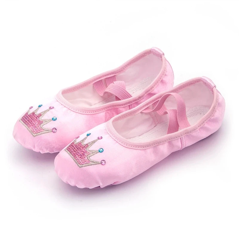 

USHINE Children's Dance Shoe Soft Sole Practicing Cat Claw Satin Embroidery Ballet Body Yoga Girl Indoor Gymnastics Shoes