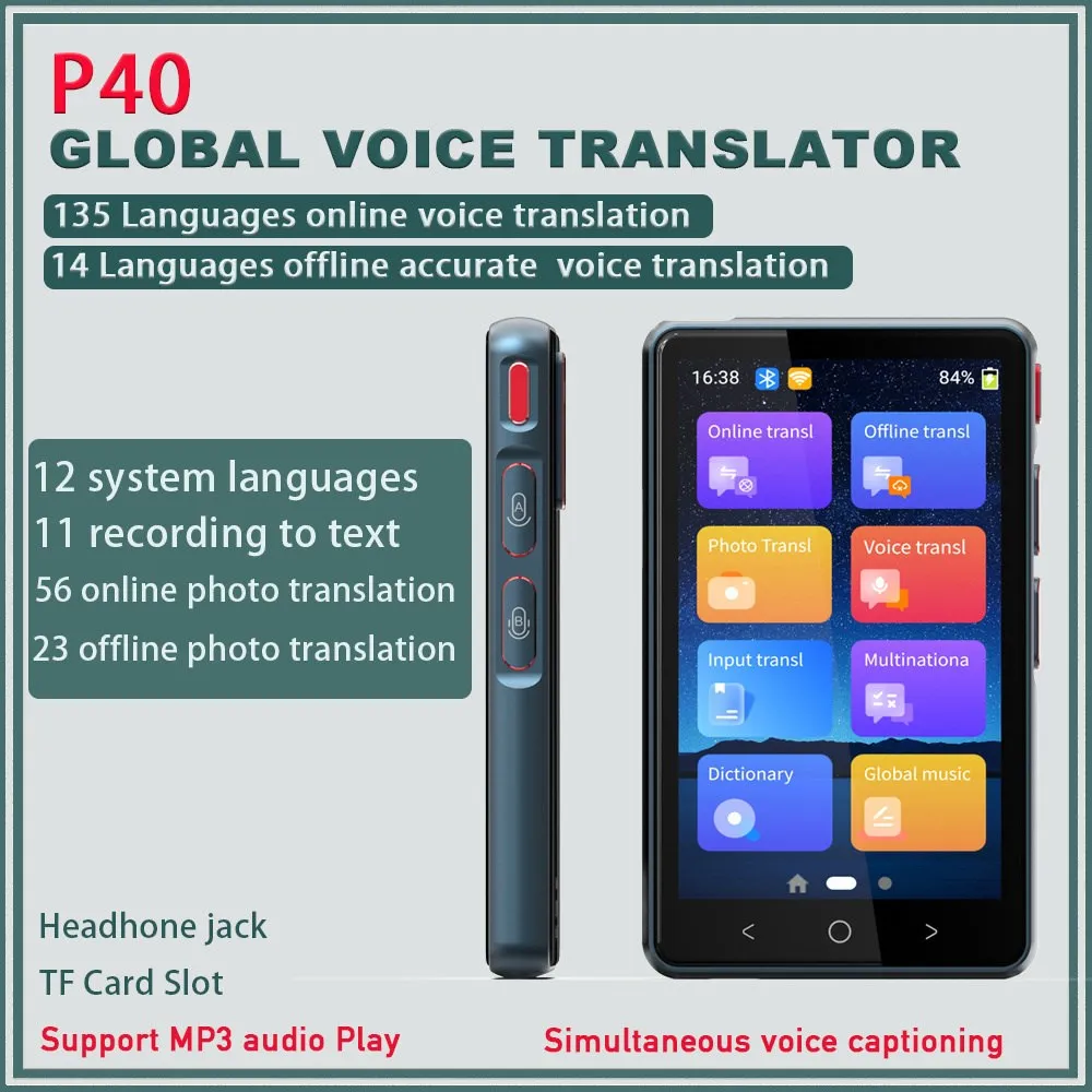 

P40 135 Languages Smart Voice Translator Portable Real-time Multi-Language Speech Interactive Offline Translator Business Travel