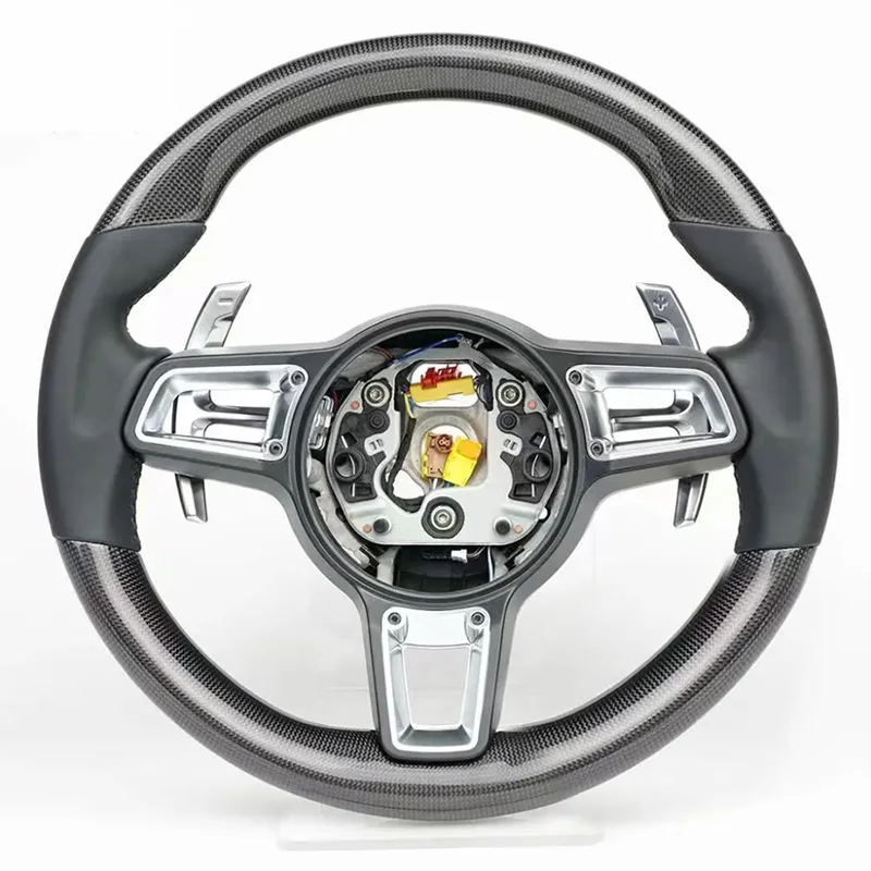 Кожаное рулевое колесо из углеродного волокна подходит для Porsche Mancan Panamera Cayenne 911 718