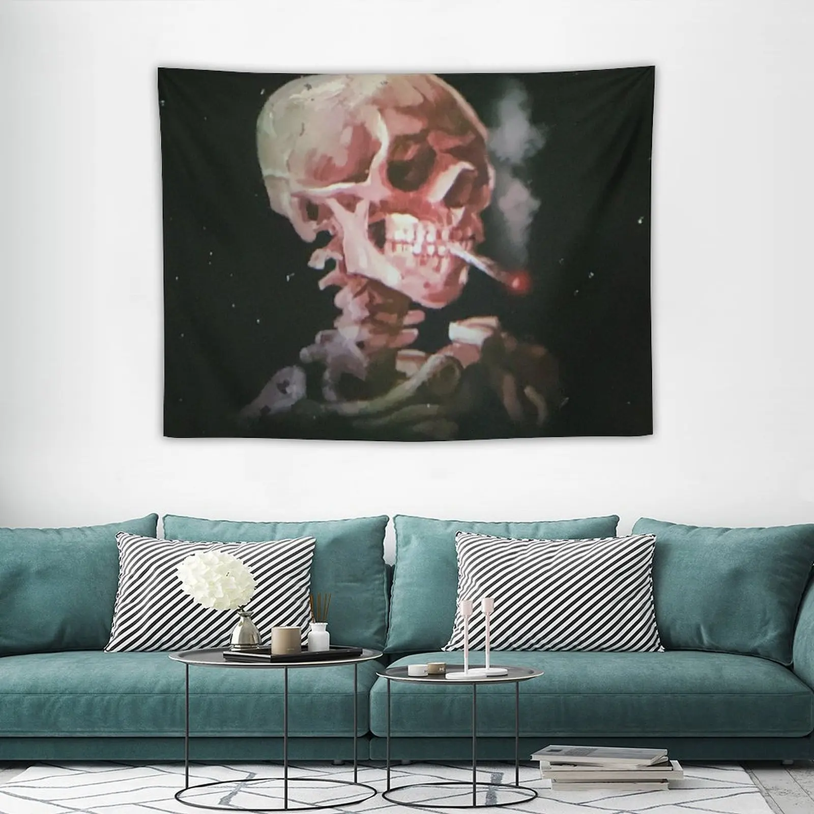 Гобелен в виде Черепа скелета с поджиганием сигарет обои декор для спальни