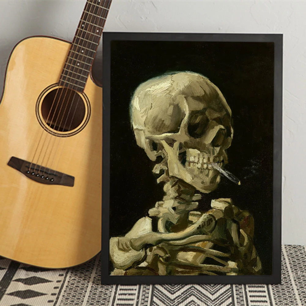 

Vincent Van Gogh Skull With Cigarette Canvas Painting Posters And Prints Wall Art Picture Nordic Decoration Home Decor Plakat