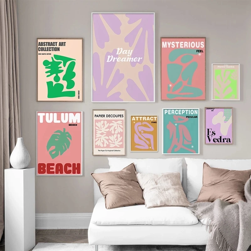 

Monstera Colorful Leaf Quotes Abstract Wall Art Canvas Painting Pictures Nordic Posters and Prints for Living Room Home Decor