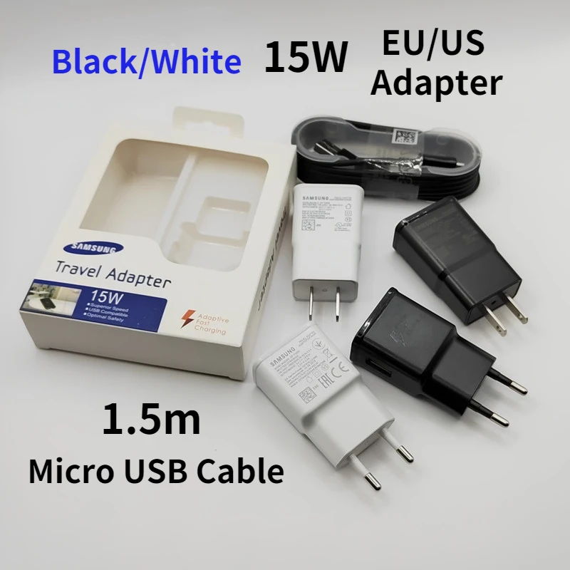 

15W Original Samsung Galaxy Fast Charger Adapter 9V 1.67A EU plug Quick charge Micro usb Cable For S6 S7 Edge Plus A10 C5 C7 J6+