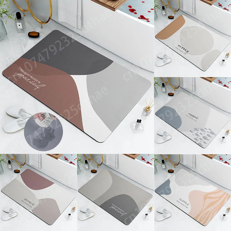 

Nordic Super Absorbent Bath Mat Quick Drying Non-slip Entrance Doormat Nappa Skin Floor Mats Toilet Carpet Home Decor Diatom mud