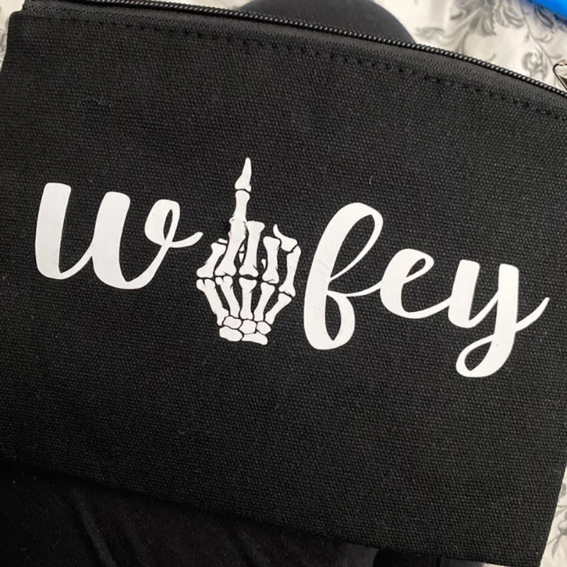 

Wifey Makeup Bag Till death do us part Halloween fall autumn Gothic wedding bridal shower Bachelorette Party bride to be gift