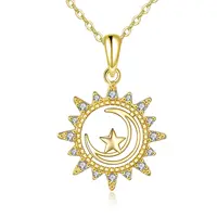 YFN 14K Gold Moon Necklace Crescent Moon Star Necklace for Women Chain Sun Necklace Birthday Jewelry Gifts