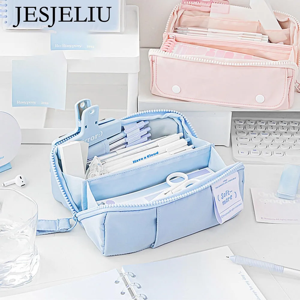 

Pencil Case Kawaii Pencil Bag for Girls Cute Solid Pen Pouch Box Large Capacity Student Back To School Supply Korean Stationery