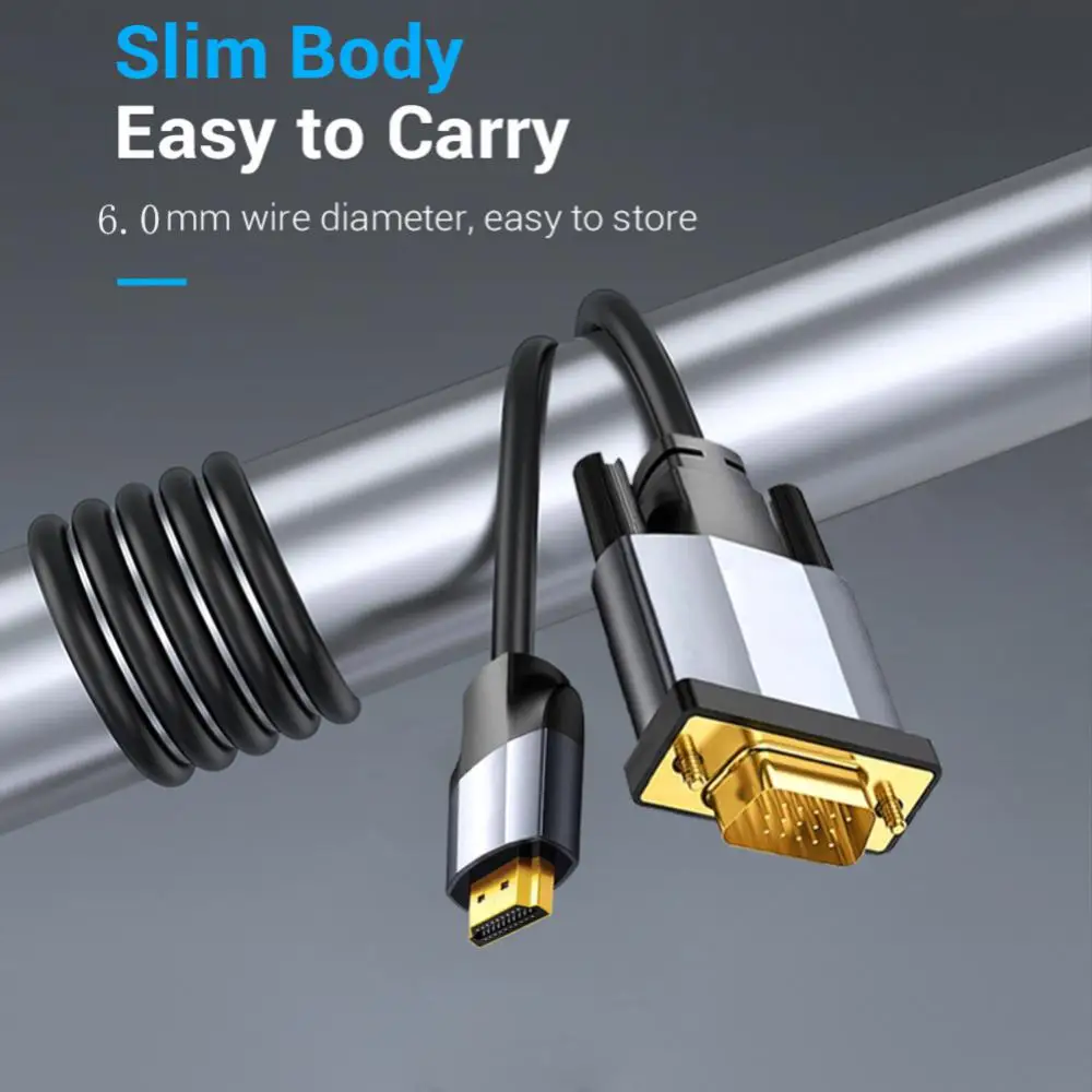 HDMI Compatible To VGA Adapter Cable 1080P Audio And Video Gold-plated Cable For Computer/personal Computer/desktop/laptop/Wii U