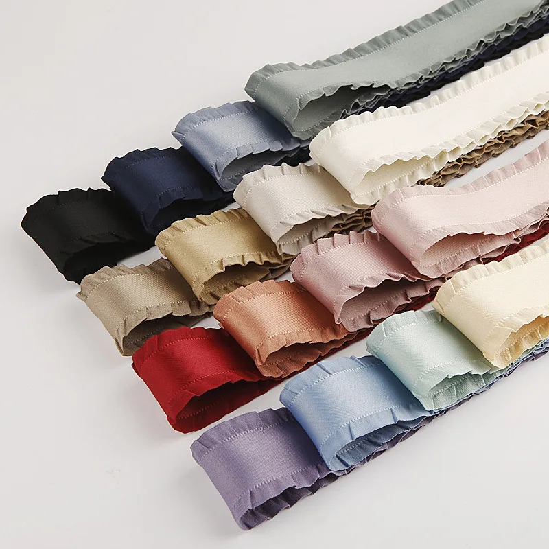 

50Yards 16mm 4cm Ruffled Polyester Skirt Shape Satin Ribbon for DIY Hair Bow Gift Wedding Christmas Laces Sewing Accessories