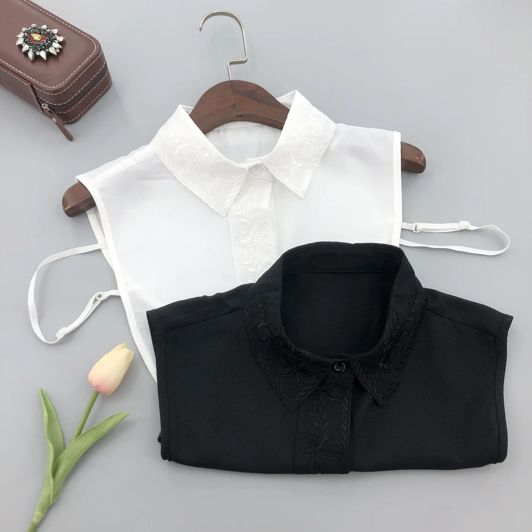 

Lapel Sweater Shirt Detachable Collar for Women Autumn Half Shirt Blouse Neck Fake Collar Ties Clothese Decorative False Collar