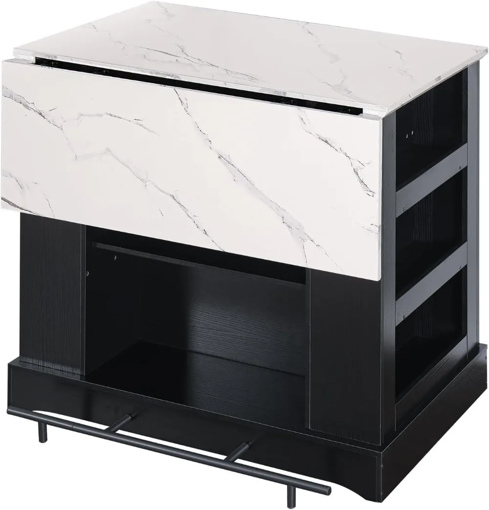 Большой кухонный остров с местом для хранения и розеткой ящиком регулируемыми