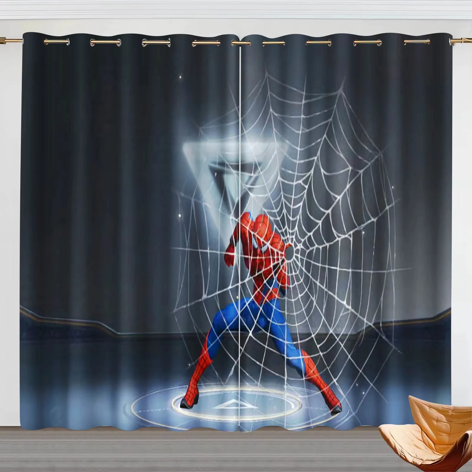 Пылезащитные затемняющие шторы с изображением Человека-паука для балкона кухни