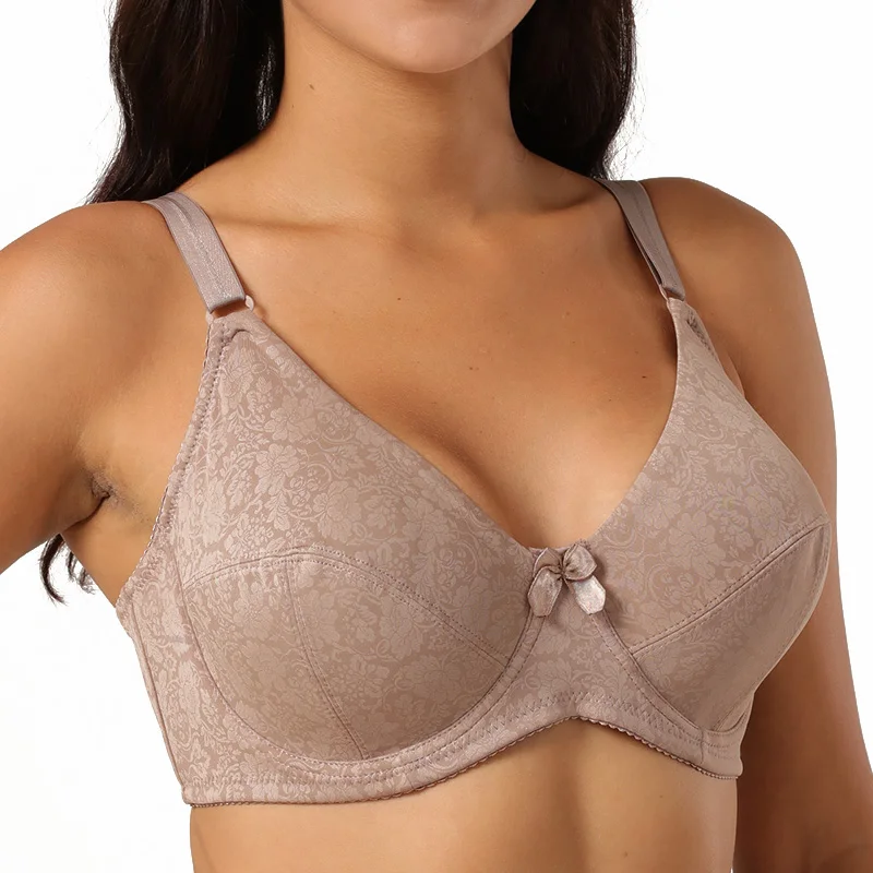 Минималистичный бюстгальтер, женский бюстгальтер с чашкой 3/4, удобное нижнее белье, однотонное нижнее белье с принтом, большая чашка B C D DD E, размер 36 38 40-52