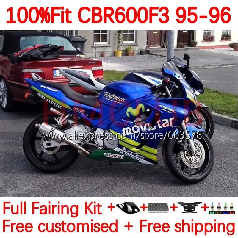

Movistar Blk OEM Bodys для HONDA CBR 600F3 CBR600F3 CBR600FS 1995 1996 CBR600 CBR 600 CC FS F3 95 96 Инжекционный обтекатель 141No.325