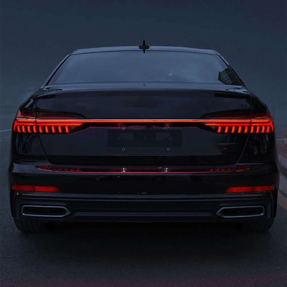 Фото Светодиодные указатели поворота через задние фонари багажника ДЛЯ Audi a6 C8 2019-2025 Светодиодные динамические потоковые фонари Задние фонари автозапчасти №4