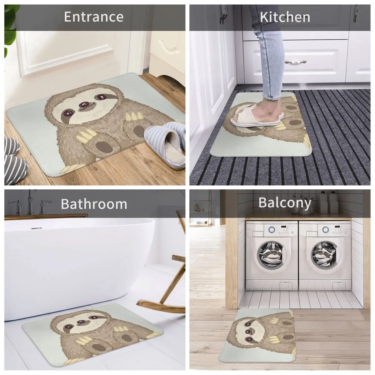 

Bath Mat Sloth Decor 3D Rug Carpet Doormat Anti-slip Entrance Living Room Home Kitchen Sand Scraping Dust Bedroom Cocina