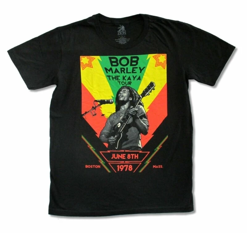

Bob Marley Boston '78 Event Black T-Shirt New Adult Reggae Music Band