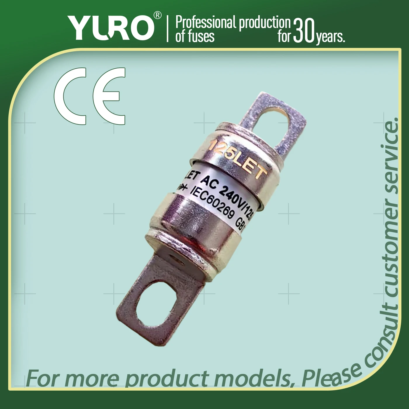 Фото Предохранитель 125LET 100LET 63LET 80LET 63LET 50LET 32LET ETC. Высокоскоростной полупроводниковый BS88 IEC60269-4 Защита быстрого действия №4