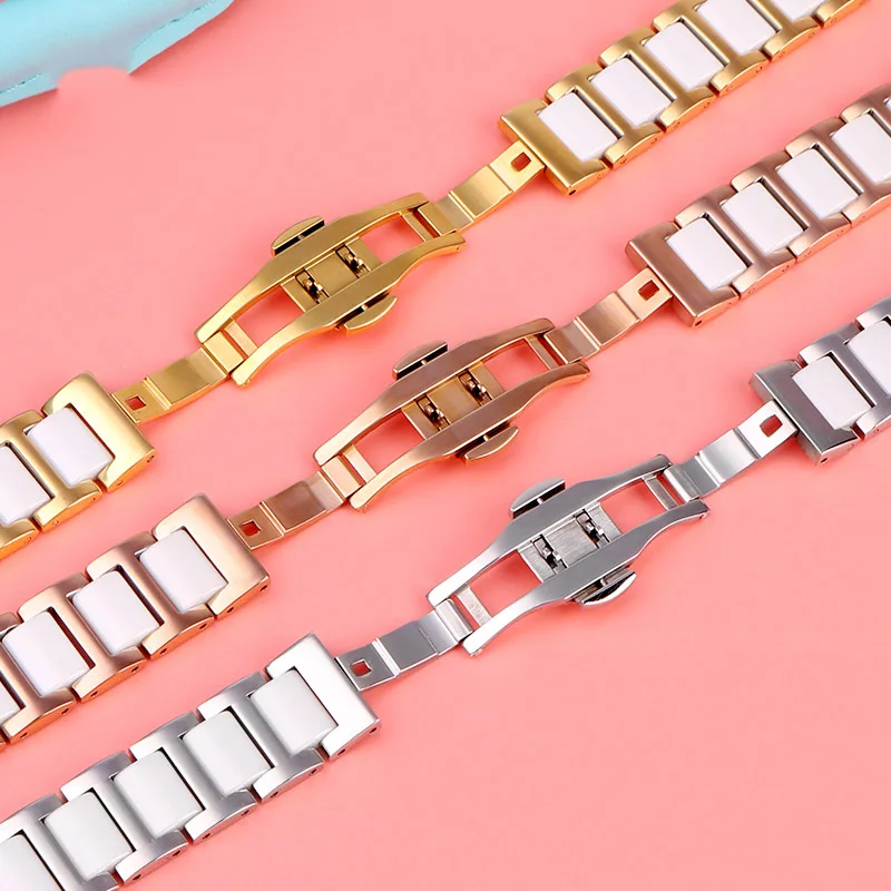 Notched ceramic strap 20*12mm for MK watchband women's sky star Parker series MK5896 ceramic Wristband Bracelet for Folli Follie