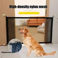 pet dog barrier fences with 4pcs hook pet isolated network stairs gate folding breathable mesh playpen for dog safety fence cage