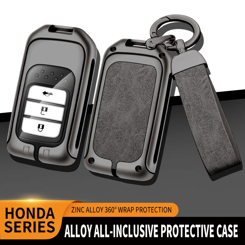 

Zinc Alloy+Leather TPU Car Remote Key Bag For Honda Accord Civic CRV HRV Pilot Fit Freed Odyssey Vezel 2022 2021 Accessories