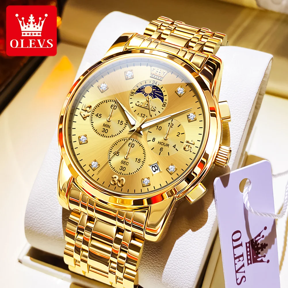 OLEVS Роскошные мужские часы деловая мода оригинальные кварцевые для мужчин