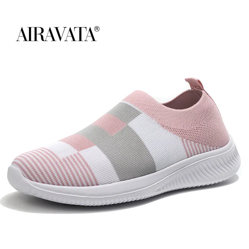 

Легкие женские кроссовки без шнуровки, сетчатая ткань, плоская подошва, повседневная прогулочная обувь для велоспорта