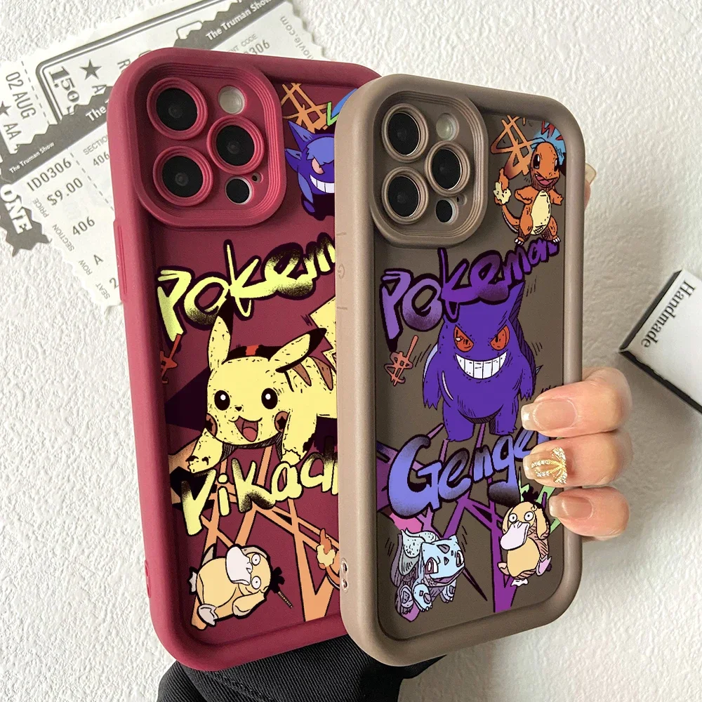 Чехол P-Pikachus для iPhone 16 15 14 Plus 13 12 Mini 11 Pro Max X Xs XR 8 7