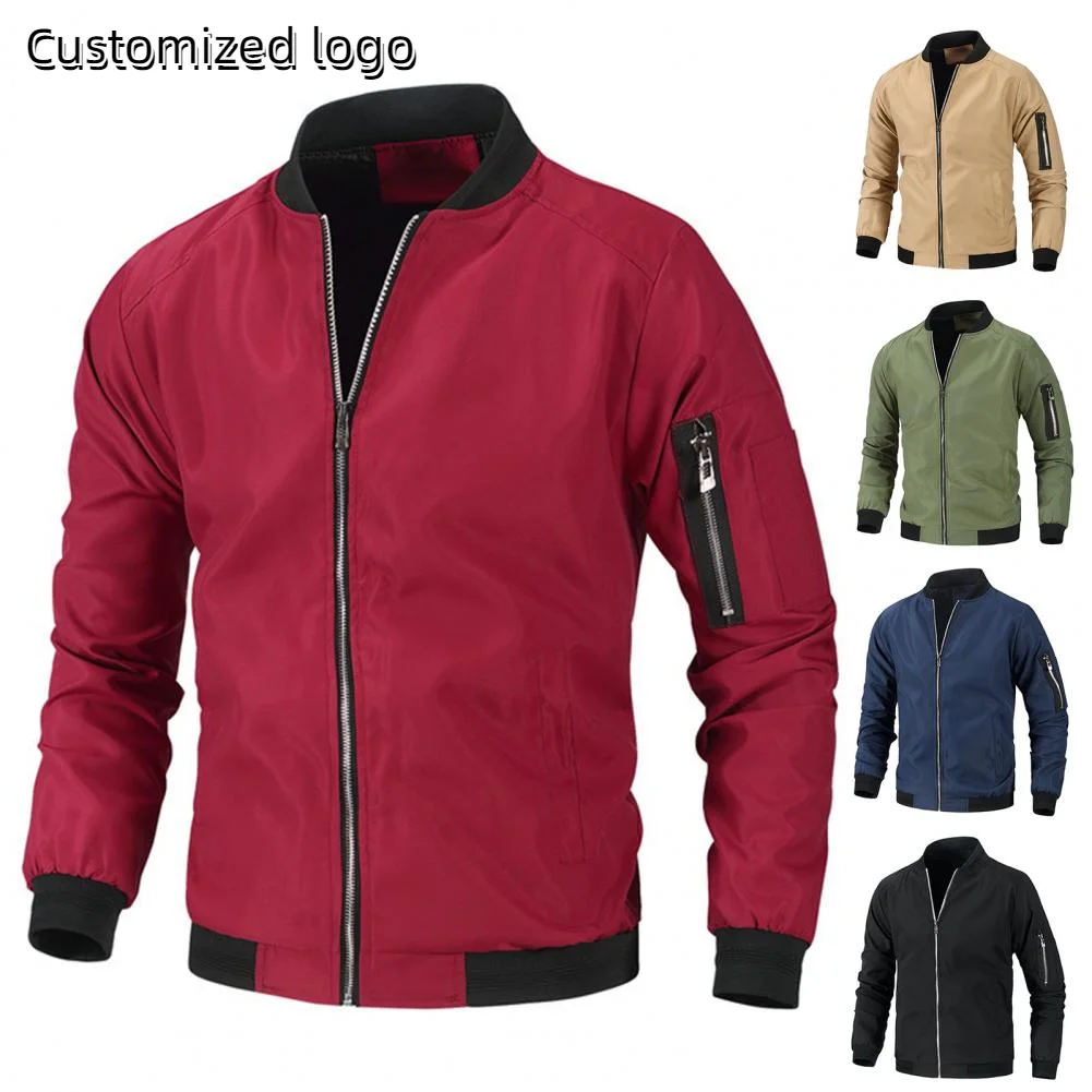 

Популярная Повседневная куртка с длинным рукавом, мужская куртка на молнии с карманами, пальто с индивидуальным логотипом